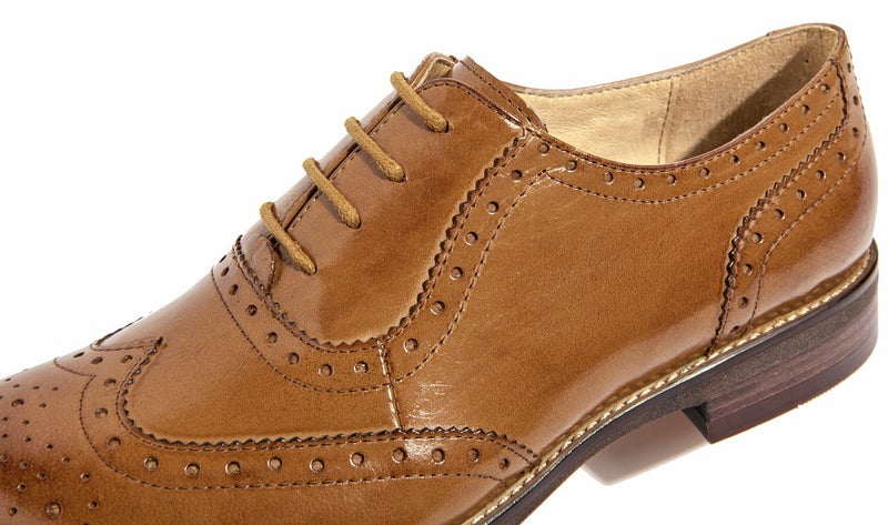 U-lite Women's Perforated Lace-up Wingtip Leather Flat/Platform Wedges Oxfords Vintage Oxford Shoes Brogues (9, Brown) - Image 4